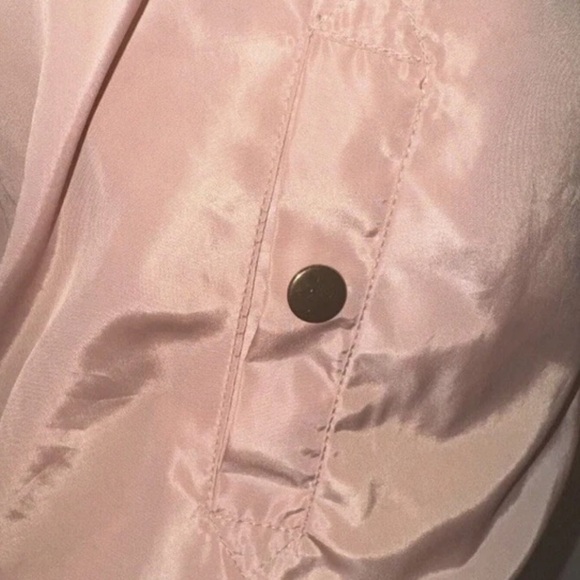 Y2K Baby Pink Satin Full Zip Bomber varsity Jacket Black Vintage Wet Seal Retro - Picture 5 of 6